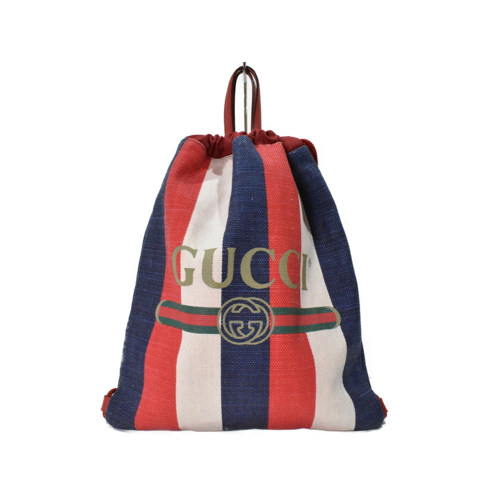 Gucci Drawstring Backpack Blue Red White Striped - image 1